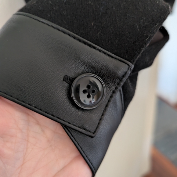 Black Military Jacket With Faux Leather Detail - Picture 7 of 8